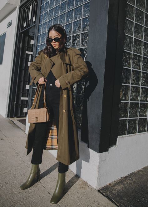 Army Green Now – TSANGTASTIC Green Boots Outfit, Dark Green Coat, Trench Outfit, Khaki Coat, Green Trench Coat, Trench Coat Outfit, Green Boots, Mommy Style, Green Outfit