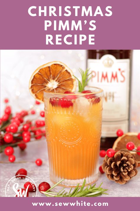 Discover a brilliant festive Christmas Pimm's recipe that will take your Christmas parties to a whole new level. This unique twist on the classic summer Pimm's cocktail will leave your guests in awe and make you the star of the party. Get ready to enjoy a delicious Christmas cocktail. Pimms Cocktail Recipes, Pims Cocktail, Winter Pimms, Pimms Recipe, Ginger Ale Drinks, Pimms Cocktail, Cranberry Ginger Ale, Dried Oranges, Frozen Cranberries