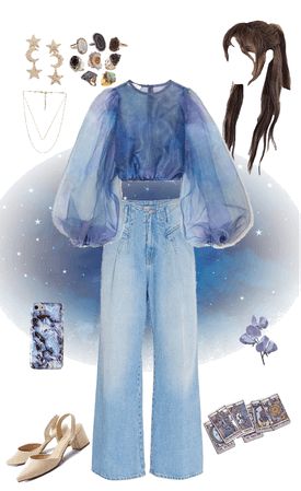 Aquarius Looks, Air Sign Outfit, Air Element Aesthetic Outfit, Aquarius Dress, Aquarius Rising Outfits, Air Element Outfit, Aquarius Costume, Water Element Outfit, Aquarius Style