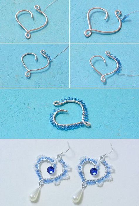 wire and beads heart earrings, like them? LC.Pandahall.com will publish the tutorial soon.: Earrings Handmade Tutorial, Diy Wire Earrings, Wire Wrapped Jewelry Tutorials, Beaded Earring, Diy Jewelry Unique, Wire Jewelry Tutorial, Wire Jewelry Designs, Handmade Jewelry Tutorials, Diy Wire Jewelry