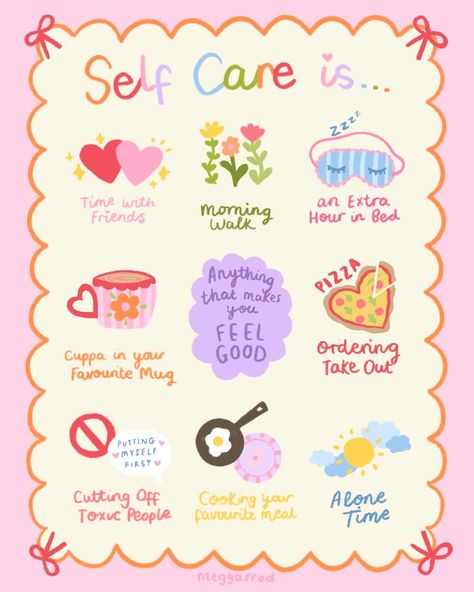 Self Care is lots of things!💭🌈✨ It’s time with friends & alone time It’s a morning walk & an extra hour in bed It’s cooking your favourite meal & ordering take out Self care is anything that makes you feel good!🌞💌🌱✨ Have you been practicing self care this week?💝 #selfcare #selfcareclub #selfcaretips #yourfeelingsarevalid #positiveart #positivequotes #mindfulness #mentalhealthart #feministart #selfloveart #selfcareart #positiveaffirmations June Self Care, Self Care Icon, Anti Burnout, Self Care Illustration, Self Care Plan, Freelance Ideas, Selfcare Ideas, Self Care Practices, Planning Goals