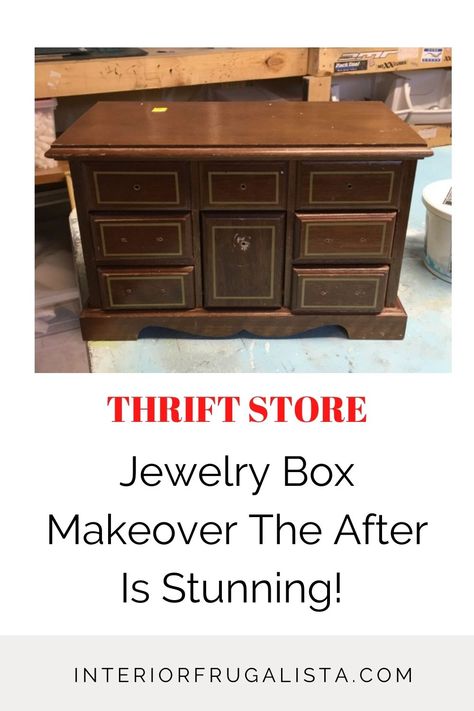 Jewerly Boxes Diy Wooden, Making A Jewelry Box How To, Vintage Wooden Jewelry Boxes, Old Jewelry Box Makeover, Jewerly Boxes Diy Painted, Small Jewelry Box Makeover, Upcycle Jewelry Box Ideas, Upcycled Jewelry Box Diy, Painted Jewelry Boxes Diy