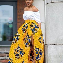 You can never go wrong with Ankara!😀 this is a very cool and chic look. We need to wear our Ankara more, it’s so beautiful!😍 what are your thoughts? #fashionandstyle #fashion #style African Festival, African Print Midi Skirt, Ankara Prom Dress, African Maxi Skirt, African Skirt, African Print Pants, African Print Jumpsuit, African Blouses, Ankara Clothing