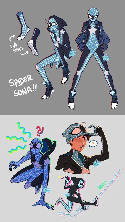 Painting Drawing Pose, Spiderverse Spider Sona, Spider Man Into The Spiderverse Ocs, Spider Man Into The Spider Verse Oc, Spidersona Base Female, Spider People Art, Superhero Oc Art Character Design, Spider Sona Art Male, Spidersona Blue