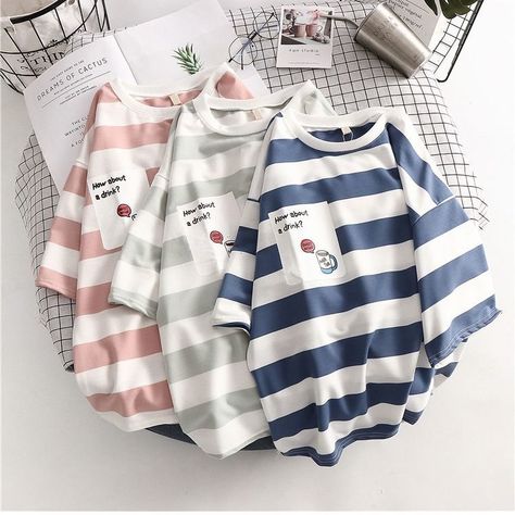 Joinyouth 2020 Women T Shirts Striped Tee Shirts O-neck Harajuku Loose T Shirt Woman Clothes Short Sleeve Bf Tshirts Tops 7a1097 - T-shirts - AliExpress Knitted Robe, Embroidery Shorts, Rash Guard Swimwear, Pants Korean, China Products, Y2k Tops, Woman Dress, Y2k Clothes, Short Sleeve Pattern