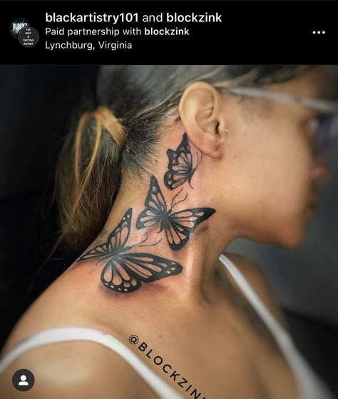 Butterfly Neck Tattoo, Best Neck Tattoos, Believe Tattoos, Crazy Tattoos, Cute Hand Tattoos, Pretty Hand Tattoos, Neck Tattoos Women, Butterfly Tattoos For Women, Tattoos For Women Flowers