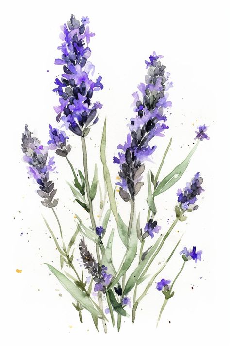 Watercolor Painting Of Lavender Flowers In A Vase 660 Lavender Plant Watercolor, Lavender Art Painting, Lavender Acrylic Painting, Lavender Watercolour, Lavender Sketch, Lavender Flower Painting, Lavender Watercolor Painting, Painting Of Lavender, Watercolor Lavender Flowers