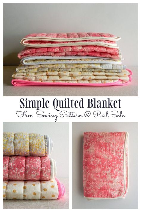 Simple Quilted Blanket Free Sewing Pattern | Fabric Art DIY Baby Diy Sewing, Diy Mom, Diy Sewing Gifts, Fabric Sewing Patterns, Quilted Throw Blanket, Trendy Sewing, Blanket Diy, Mom Diy, Diy Quilt