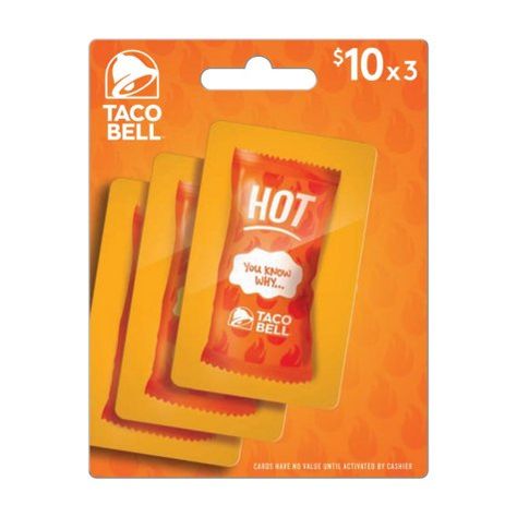 Taco Bell $30 Value Gift Cards - 3 x $10 Taco Bell Gift Card, Breakfast Crunchwrap, Late Night Cravings, Restaurant Gift Cards, Tacos Burritos, Quick Service Restaurant, Irvine California, Tacos And Burritos, Google Play Gift Card