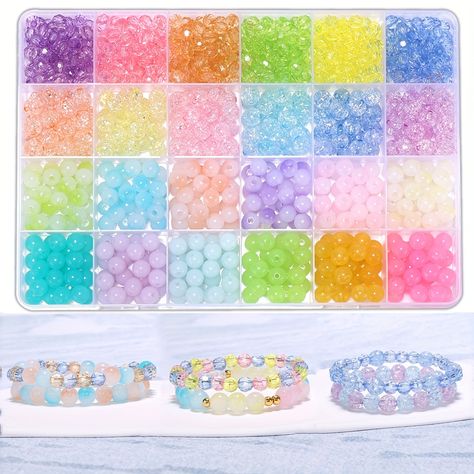 Cute Acrylic Beads For DIY Bracelet Making Kit For Girls, 8mm Colorful Acrylic Beads For Jewelry Making, Birthday Gift Box For Teen Girls Diy Bracelet Making, Diy Bracelets How To Make, Bracelet Making Kit, Making Glass, Beads Charm, Jewelry Making Kits, Jewelry Making Kit, Bracelet Kits, Bracelet Diy