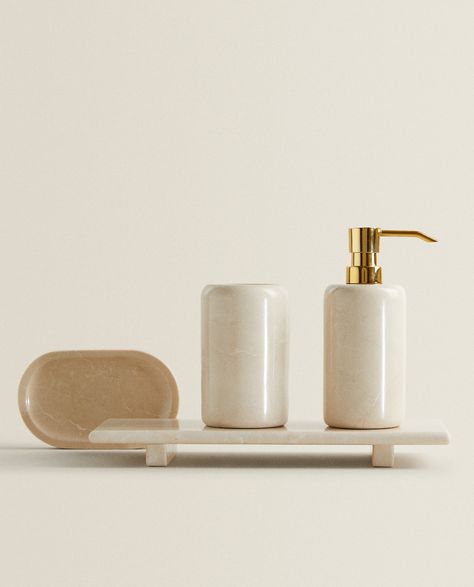 Zara Home Bathroom, Home Bathroom, Bathroom Set, Marble Bathroom, Marble Effect, Bathroom Sets, Zara Home, Bath Accessories, Soap Dispenser