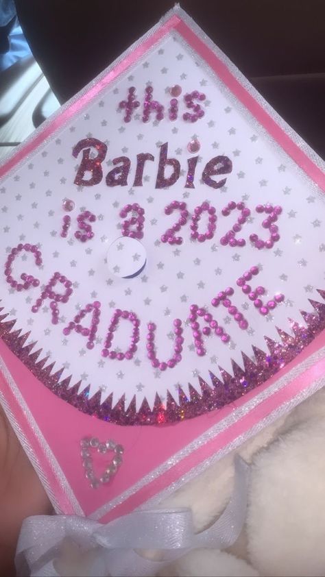 Barbie Graduation Cap, Barbie Graduation, Pink Graduation Cap, 2023 Graduation Cap, Pink Graduation, College Grad Cap Ideas, Barbie 2023, College Graduation Cap Decoration, 2023 Graduation