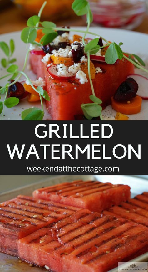 Watermelon Steak, Watermelon Bbq, Grilled Fruits, Watermelon Appetizer, Grilled Fruit Recipes, Grilled Watermelon Salad, Red Radish, Watermelon Pizza, Best Summer Salads