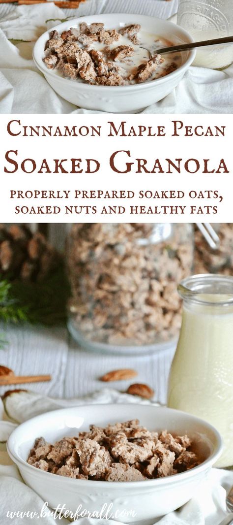 Soaked Oats Recipe, Soaked Granola, Soaked Oats, Maple Pecan Granola, Pecan Granola, Healthy Cereal, Granola Breakfast, Maple Pecan, Nourishing Foods