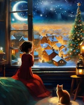 Solve Night jigsaw puzzle online with 180 pieces Thomas Little Art, Nostalgic Art, Orange Cats, Original Art Prints, Quality Photo, Ocean Blue, Illustration Print, Christmas Art, Jigsaw Puzzle