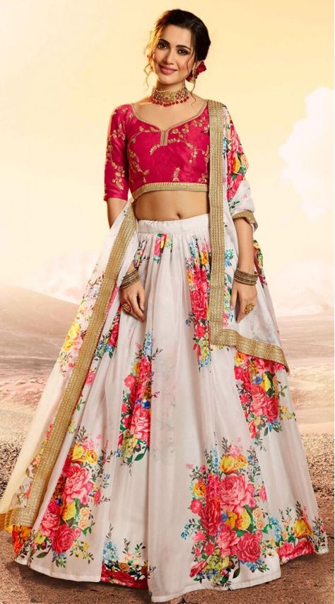 White Raw Silk Lehenga Choli Bridal Lehenga Sabyasachi, Indian Wedding Lehenga, Lehenga Design, Lehenga Dupatta, Raw Silk Lehenga, Organza Lehenga, Floral Lehenga, Party Wear Lehenga Choli, Bollywood Lehenga