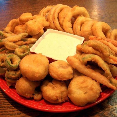 Deep Fried Vegetables Deep Fried Vegetables, Deep Fried Mushrooms, Deep Fryer Recipes, Fried Veggies, Deep Fried Recipes, Veggie Fries, Deep Fried Food, Batter Recipe, Dried Vegetables