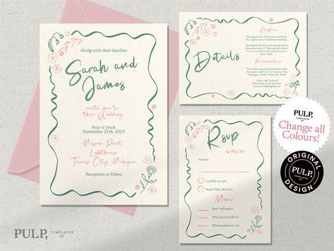 Blue Themed Wedding, Wedding Invitations Romantic, Invitation Card Design, Wedding Invitation Sets, Invitation Set, Floral Illustrations, Wedding Invitation Cards, Text Color, Romantic Wedding