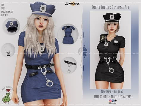 Sims Halloween Costume, Sims Costume, Sims Halloween, Sims 4 Costumes, Sims 4 Halloween, Officer Costume, Police Officer Costume, Sims Love, Police Outfit