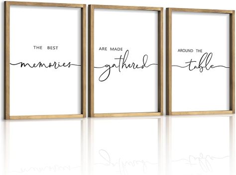 Amazon.com: Houmury Set of 3 Framed Wall Art Memories Around the Table Farmhouse Wall Decor 11”x14” Kitchen Wall Decor for Dining Room Decor Wood Signs (Brown, 11 * 14") : Home & Kitchen Dining Room Wall Art Modern Farmhouse, Big Dining Room Wall Decor, Dining Room Frame Wall, Dining Room Wall Decor Ideas Modern, Modern Kitchen Wall Decor Ideas, Kitchen Decorating Ideas Wall, Gather Sign Dining Room, Dining Room Wall Decor Ideas, Wall Decor For Dining Room