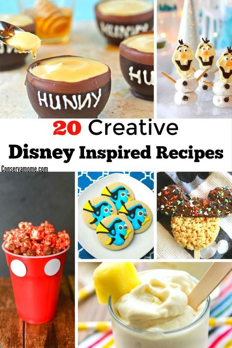 A fun Round up of Disney Inspired Recipes ready to bring the Disney Magic home. Easy and delicious these treats will a huge hit wherever you take them. Disney Theme Breakfast, Disney Cruise Food Recipes, Disney Theme Desserts, Disney Snacks At Home, Easy Disney Recipes, Disney Themed Potluck, Diy Disney Snacks, Disney Inspired Appetizers, Disney Party Food Ideas For Adults