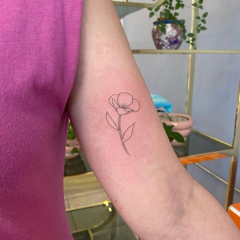 mckenna | california poppy for charlie ✨ thank you so much! . . . . . . . . . #finelinetattoo #smalltattoo #cutetattoo #tinytattoo #daintytattoo… | Instagram Californian Poppy Tattoo, California Poppy Tattoo, Californian Poppy, Flowers Poppy, Los Angeles Tattoo, Poppy Tattoo, California Tattoo, La Tattoo, Poppies Tattoo