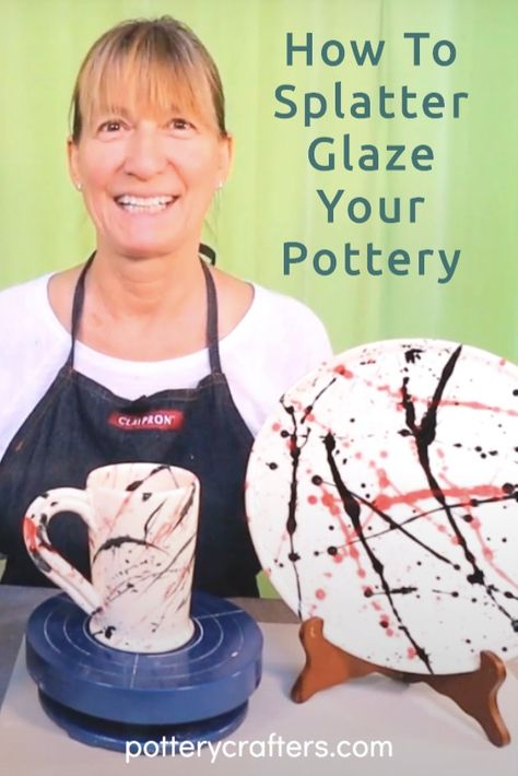 Learning how to splatter glaze your pottery is very easy and the end result is really cool looking. Follow along with this pottery video and learn how easy it is. And yes, you will see the finished pieces. #pottery #potteryvideo Splatter Glaze Pottery, Pottery Creations, Glazing Techniques, Pottery Videos, Pottery Workshop, Pottery Tools, Diy Pottery, Glazes For Pottery, A Bowl