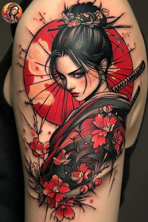 Discover 50+ stunning Samurai tattoo designs for women! Explore unique ideas for your next ink, from samurai tattoos sleeves to intricate back pieces. Unleash the warrior within with these powerful samurai tattoo inspirations perfect for your forearm, leg, or any desired placement. Whether you're into traditional warrior motifs or modern interpretations of samurais, find the perfect stencil here to bring your tattoo vision to life. Japan Tattoos For Women, Tato Japan, Japanese Female Samurai Tattoo, Tattoo For Legs Woman, Women Samurai Tattoo, Japanese Tattoos Design, Back Sleeve Tattoo Women, Woman Samurai Tattoo, Japanese Tattoos With Meaning