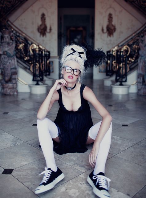 Alena Blohm, Rococo Fashion, Under Your Spell, Ellen Von Unwerth, Wildfox Couture, Marie Antoinette, Fall 2014, Black & White, Glasses Fashion