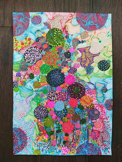 Hippy Art, Sea Drawing, Acrylic Markers, Painting Paper, Abstract Flower Art, Zen Art, Zen Doodle, Trippy Art, Flower Mandala