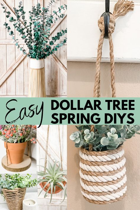 Make easy spring home decor on a budget! #dollartreediy #springdecor #spring #homedecordiy Dollar Store Spring Decor, Spring Decor Dollar Store Diy Projects, Diy Spring Home Decor Ideas, Spring Crafts For Adults Diy Projects, Spring Wall Decor Diy, Spring Crafts For Adults To Sell, Spring Dollar Tree Crafts, Spring Crafts For Adults Diy, Witchy Spring