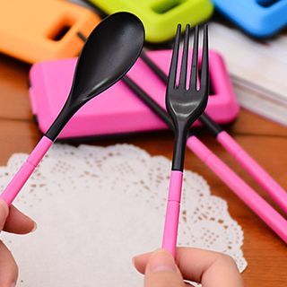 Wild Bamboo - Cutlery Set: Case + Fork + Spoon Chopsticks Pink Camping, Souvenir Birthday, Travel Cutlery, Disposable Utensils, Hi Friend, Plastic Forks, Eating Utensils, Kitchen Time, Camping Set