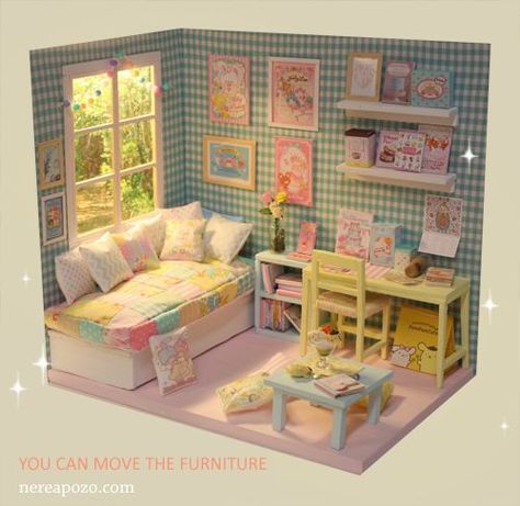 Diy Miniature Room, Cute Diorama, Miniature Rooms Diy, Dioramas Ideas, Room Diorama, Diorama Room, Diorama Art, Dollhouse Diorama, 3d Room