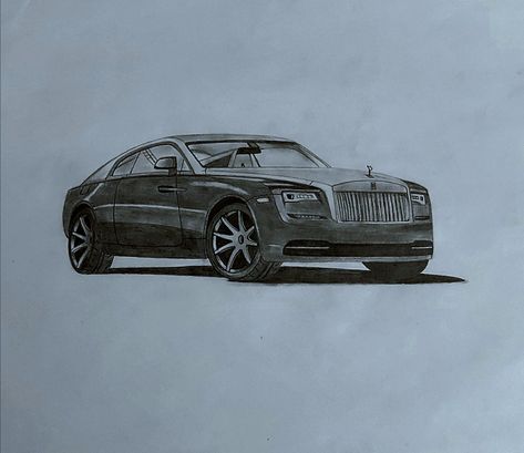 Car drawing Rolls-Royce Wraith Rolls Royce Drawing Pencil, Rolls Royce Sketch, Rolls Royce Drawing, Rolls Royce Logo, 2024 Tattoo, 5am Club, Bike Drawing, Rolls Royce Wraith, Car Drawing