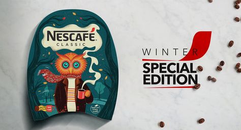 Nescafe Classic | Winter Edition on Behance Nescafe Packaging, Coffee Packaging, Packaging Ideas, Package Design, Label Design, Fish Recipes, Creative Inspiration, Artistic Designs, Creative Ideas