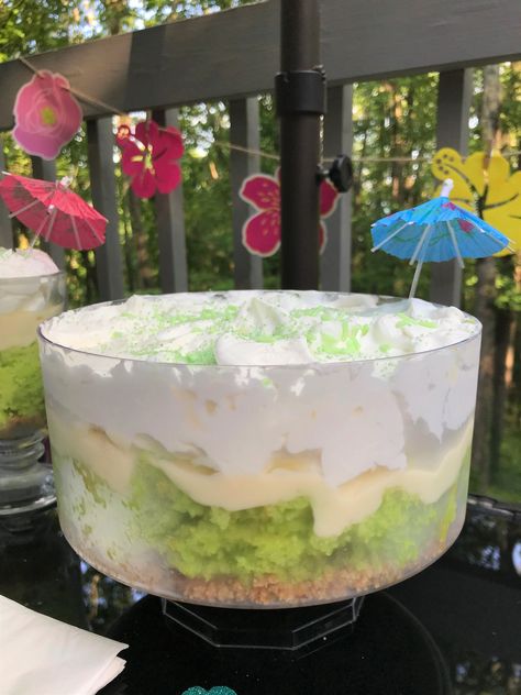 Graduation Party Menu Ideas, Best Trifle Recipes, Key Lime Trifle, Best Trifle, Coconut Parfait, Coconut Trifle, Party Menu Ideas, Trifle Dessert Recipes, Key Lime Desserts