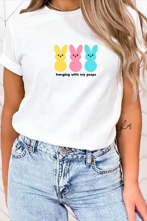 Hanging with my peeps Easter tshirt is a great way to show your fun and sarcastic side. Celebrate Spring with this nostalgic candy graphic design. Easter Tshirt Designs, Candy Graphic Design, Candy Graphic, Hanging With My Peeps, Spring Tee, Peeps Easter, Nostalgic Candy, Spring Tees, Bunny T Shirt