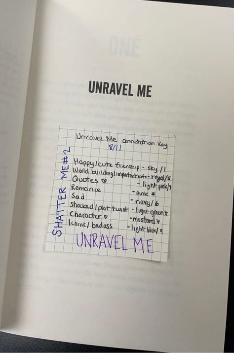 unravel me by tahereh mafi Unravel Me Annotations, Annotating Books Key, Annotation Key, Book Annotating, Unravel Me, Reader Aesthetic, Tahereh Mafi, Book Annotation, Book Stuff