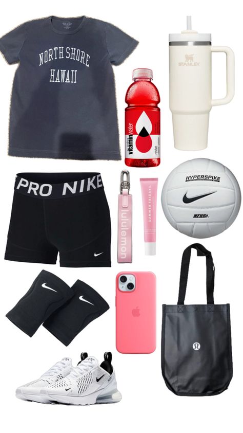 What To Wear With Nike Pros, Outfit Inspired For School, Volleyball Bag, Cute Middle School Outfits, Middle School Outfits, School Bag Essentials, School Prep, Preppy Things, Packing Organizers