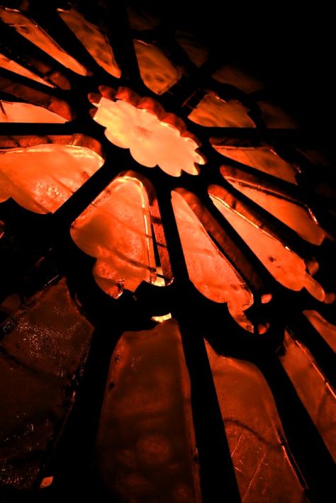 Gothic Window Aesthetic, Orange Gothic Aesthetic, Stain Glass Aesthetic, Stained Glass Aesthetic, Gothic Bar, Gothic Windows, Dark Castle, Project Red, Church Windows