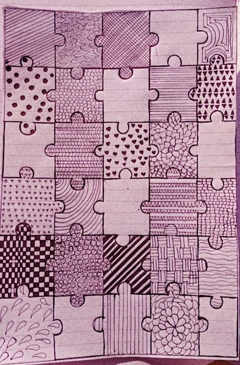 Puzzle Peice, Jigsaw Puzzle Art, Puzzle Drawing, Jigsaw Puzzles Art, Texture Drawing, Puzzle Art, Crossword Puzzle, Pattern Drawing, Drawing Tutorial