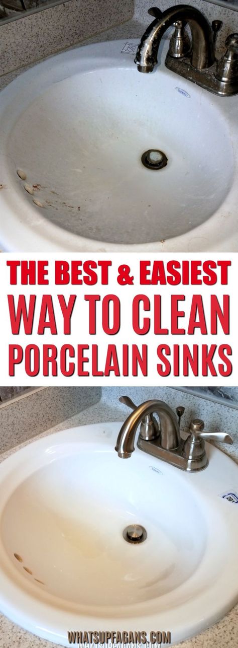 how to clean a porcelain sink - bathroom porcelain sink cleaning - best way to clean porcelain sink - cleaning tutorial tip hacks Bathroom Sink Organization Top, Clean Porcelain Sink, Clean Bathroom Sink, Bathroom Sink Organization, Sink Organization, Porcelain Sinks, Clean Baking Pans, Deep Cleaning Tips, Speed Cleaning