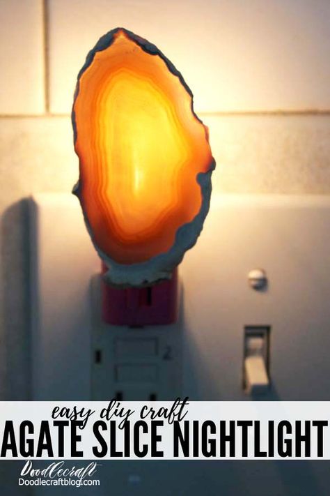 Make a fun Agate Slice nightlight in just a few minutes...with just 4 hours of glue drying time. Agate Art, Basement Lighting, Cluster Lights, Diy Crystals, Agate Slice, Fun Crafts For Kids, Mural Wall Art, Light Project, Easy Diy Crafts