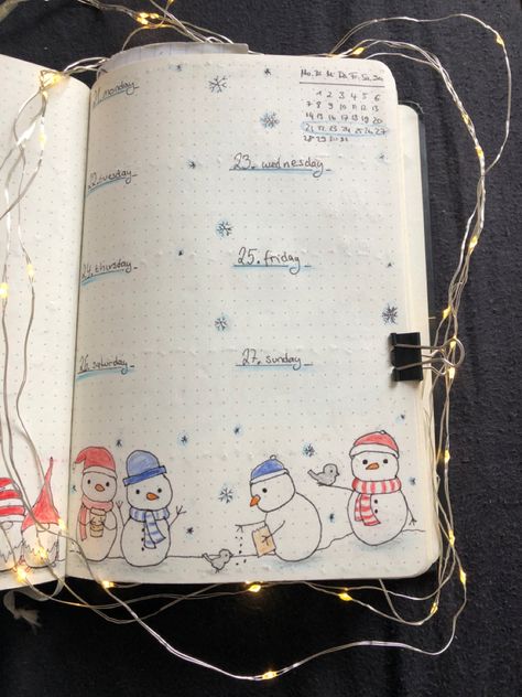 January Theme Bullet Journal, Winter Bullet Journal Ideas, Kid Doodles, Winter Bullet Journal, December Bujo, January Journal, Monthly Planner Ideas, Journal February, Bujo Cover