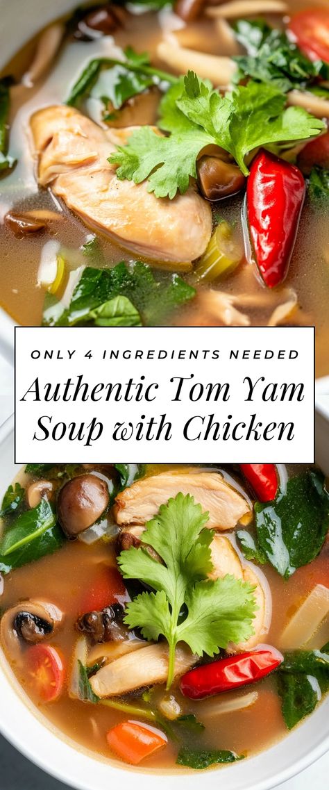 Image for Authentic Tom Yam Soup with Chicken Tom Yum Soup Recipe Chicken, Tom Yam Soup Recipe, Yam Soup Recipe, Tom Yam Soup, Yam Soup, Tom Yum Soup Recipe, Soup Lovers, Soup With Chicken, Stews Recipes