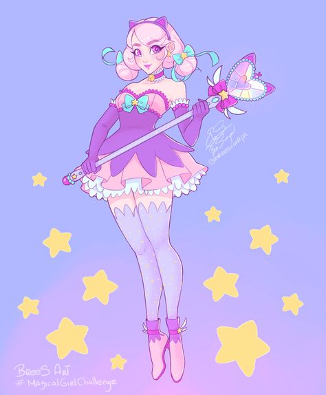 ArtStation - Magical Girl, Brigitte Sciarpa Magical Girl Drawing, Magical Girl Outfit, Magical Girl Aesthetic, Magical Boy, Best Anime Drawings, Drawing Style, Girl Inspiration, Drawing Poses, Anime Poses