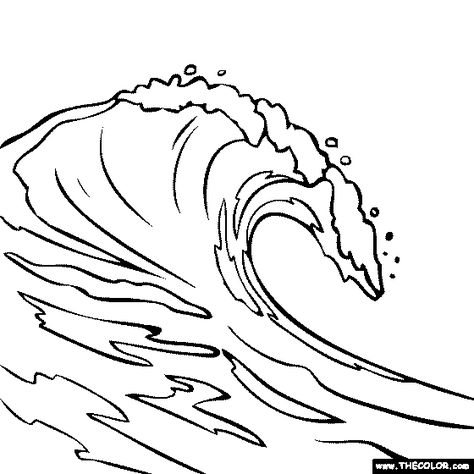 Breaking Wave Coloring Page Ocean Wave Drawing, Ocean Drawing, Wave Drawing, Wave Surfing, Surfing Pictures, Wave Painting, Vintage Surf, Wave Art, Surf Art