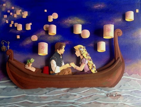 Tangled paper sculpture Deco Disney, Rapunzel And Eugene, Paper Cutout Art, 3d Paper Art, Paper Pop, Paper Illustration, Disney Tangled, Paper Artwork, Disney Crafts