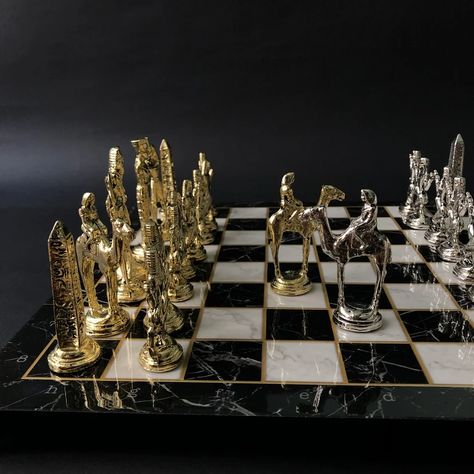 Egyptian Empire, Chess Aesthetic, Metal Chess Set, Luxury Chess Sets, Ancient Kingdom, Chess Game, Chess Pieces, Chess Set, Solid Metal