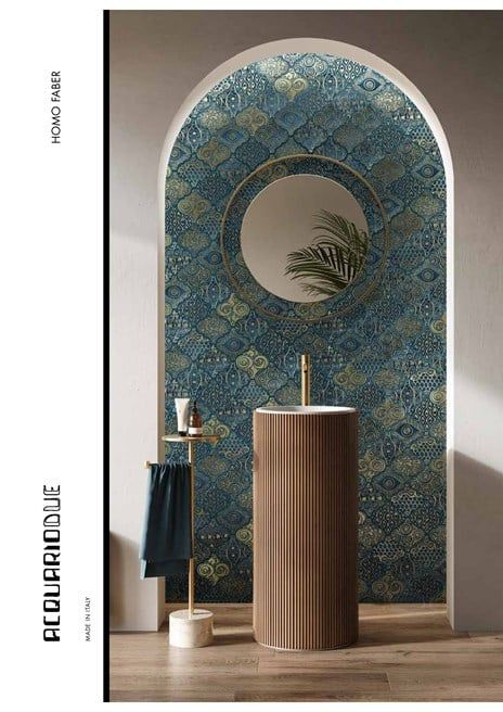 Handmade ceramic wall tiles CALATHEA By Acquario Due Moroccan Bathroom, Moroccan Home Decor, Washbasin Design, Moroccan Interiors, Washroom Design, Toilet Bowl Cleaner, Toilet Design, Bathroom Decoration, Ceramic Wall Tiles